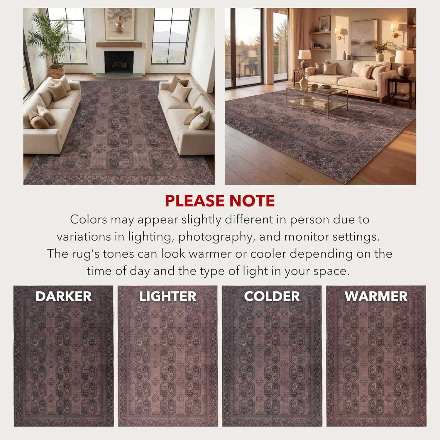 Kuden 2'6"x7' Runner Rug, Machine Washable Area Rug with Non-Slip Backing, Vintage Style, Soft, Easy Clean, Low Pile Rug for Hallway, Entryway, Kitchen, Bedroom