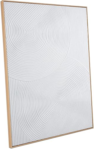 Miniatura 14 de Pintura de Arte de Pared Abstracta Neutra Enmarcada - Decoración de Pared de Lienzo Abstracto Grande con Ilustraciones de Curvas 3D Pintado a Mano