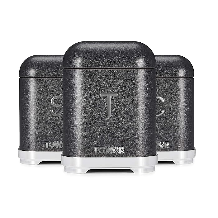 Buy Tower T826015B Kitchen Storage Canisters, Glitz Range, Tea Coffee