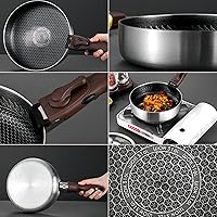 Vista 4 de Asa desmontable de acero inoxidable de 8 pulgadas con tapa, para cocinar en la cocina, acampar al aire libre, almacenamiento conveniente