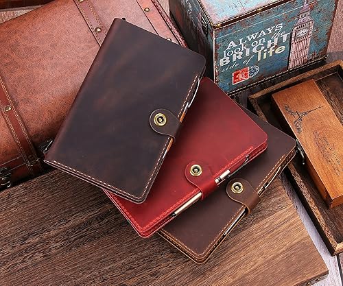 Miniatura 8 de Moleskine - Funda hecha a mano para cuaderno Moleskine de tapa dura, tamaño grande, 5 x 8.25 pulgadas, funda de cuero vintage con soporte para