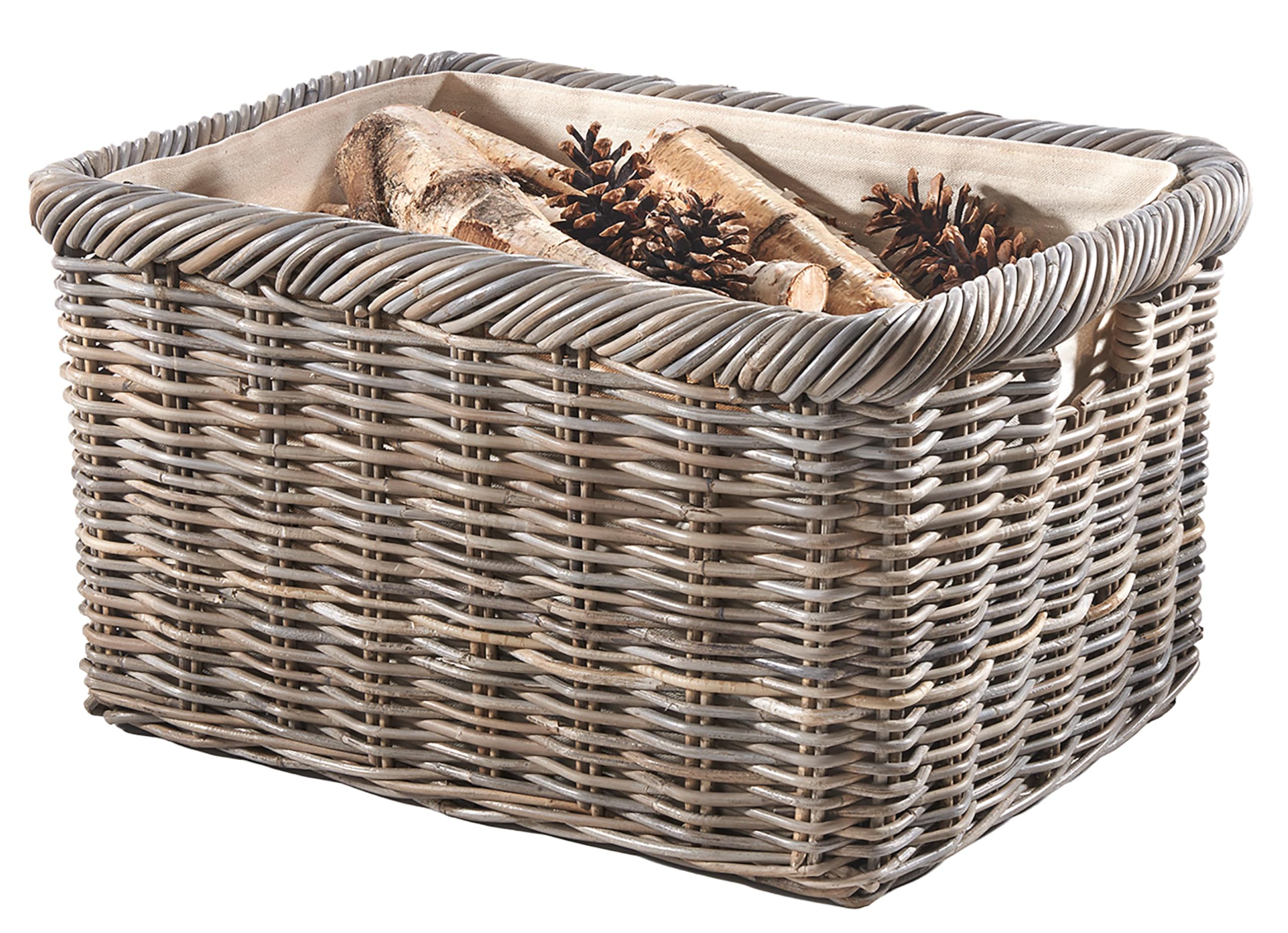 Kobolo Holztrage aus Rattan 55x39x30 cm Kubu Grey