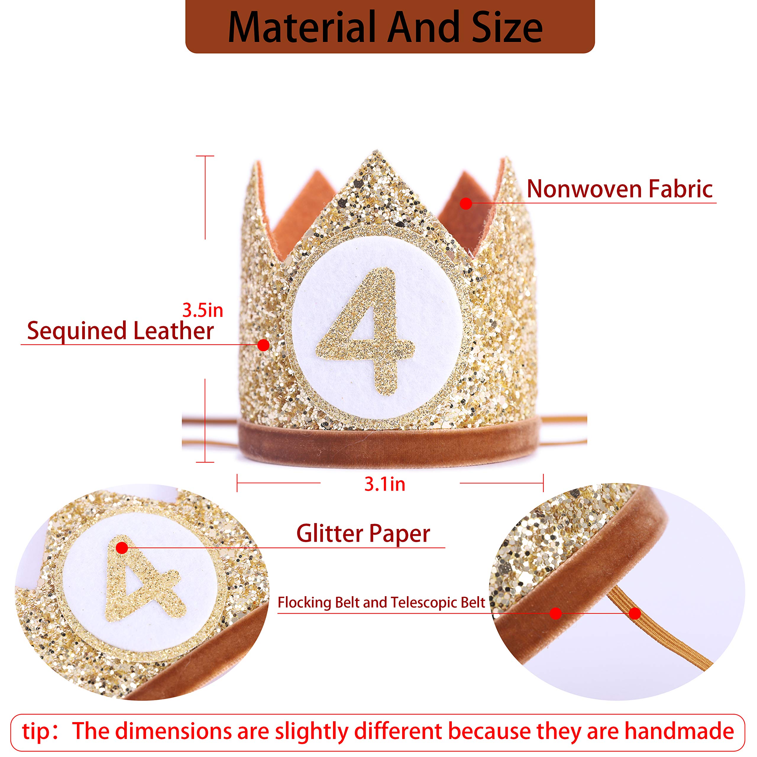 WAHAWU Baby Crown for 4st Birthday - Fourth Birthday Party Decoration, Glitter Crown Hat