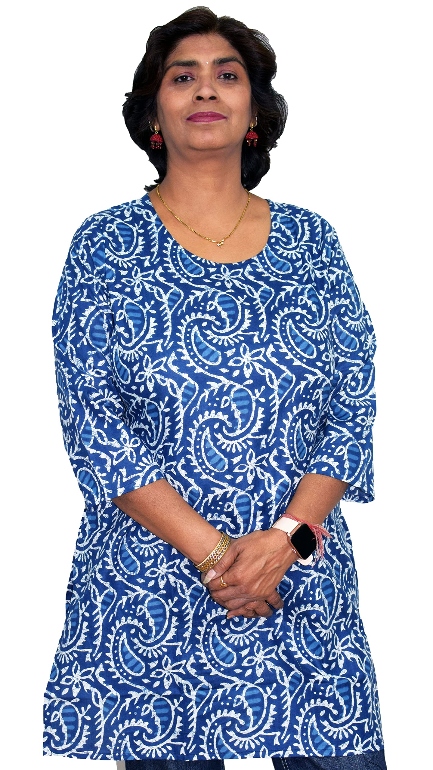 JAIPUR HAND BLOCK Women’s Pure Cotton Kurti Round Neck S61