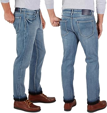 Weatherproof Vintage Fleece Lined Jeans Men - Regular Fit | Soft & Warm, Cold Weather Insulated Fleece Winter Pants for Men