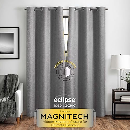 Miniatura 49 de Eclipse Cannes Magnitech - Cortina 100 % opaca con dobladillo para barra, cierre magnético sin costuras para dormitorio, sala de estar o guardería