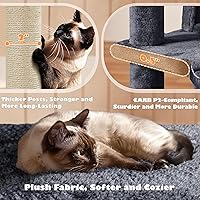 Vista 6 de Yaheetech Árbol para gatos de 54 pulgadas, torre para gatos de varios niveles con espaciosa percha de orejas de gatito, 2 cuevas acogedoras, postes
