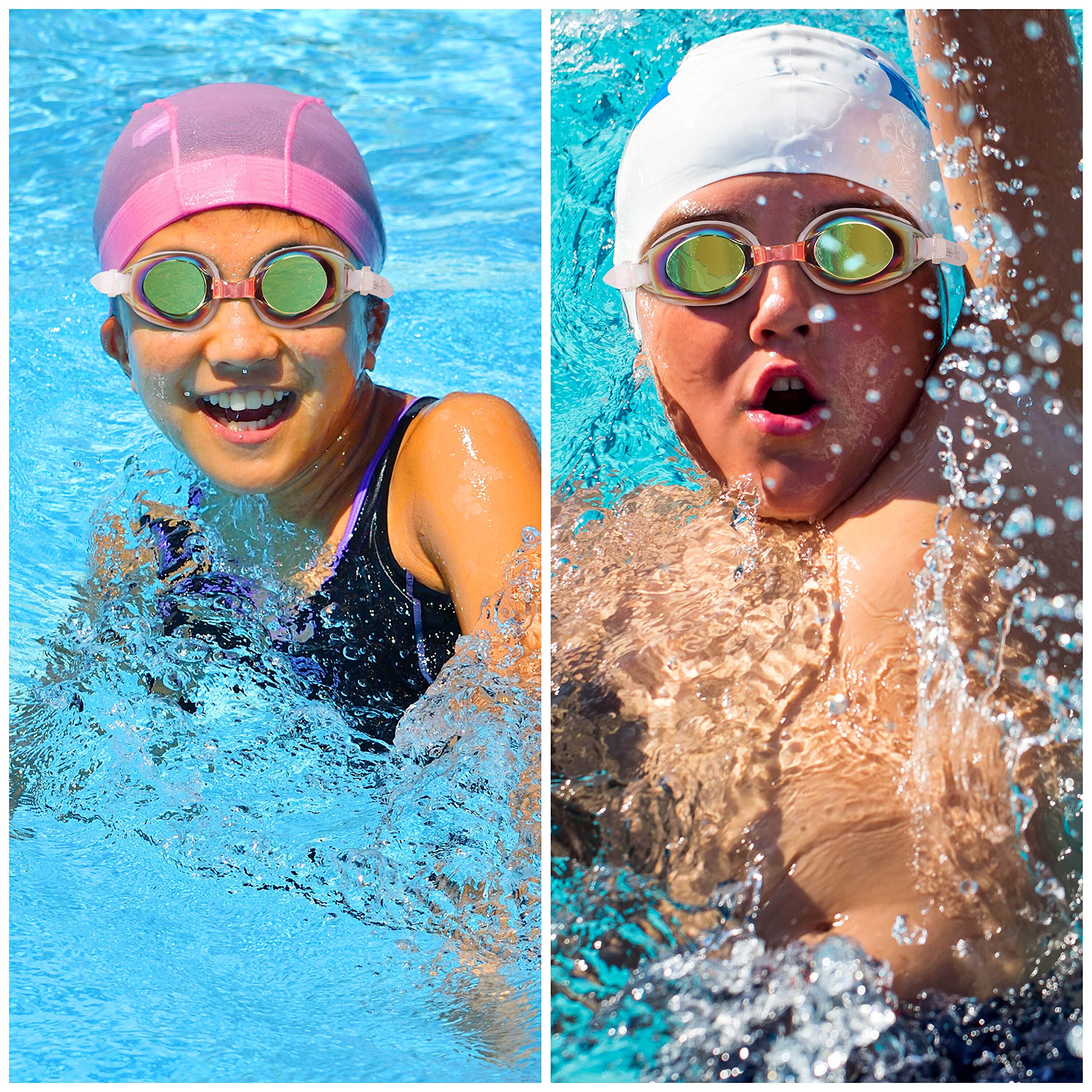 BEZZEE PRO Kids Swimming Goggles UV Protected Mirrored Goggles