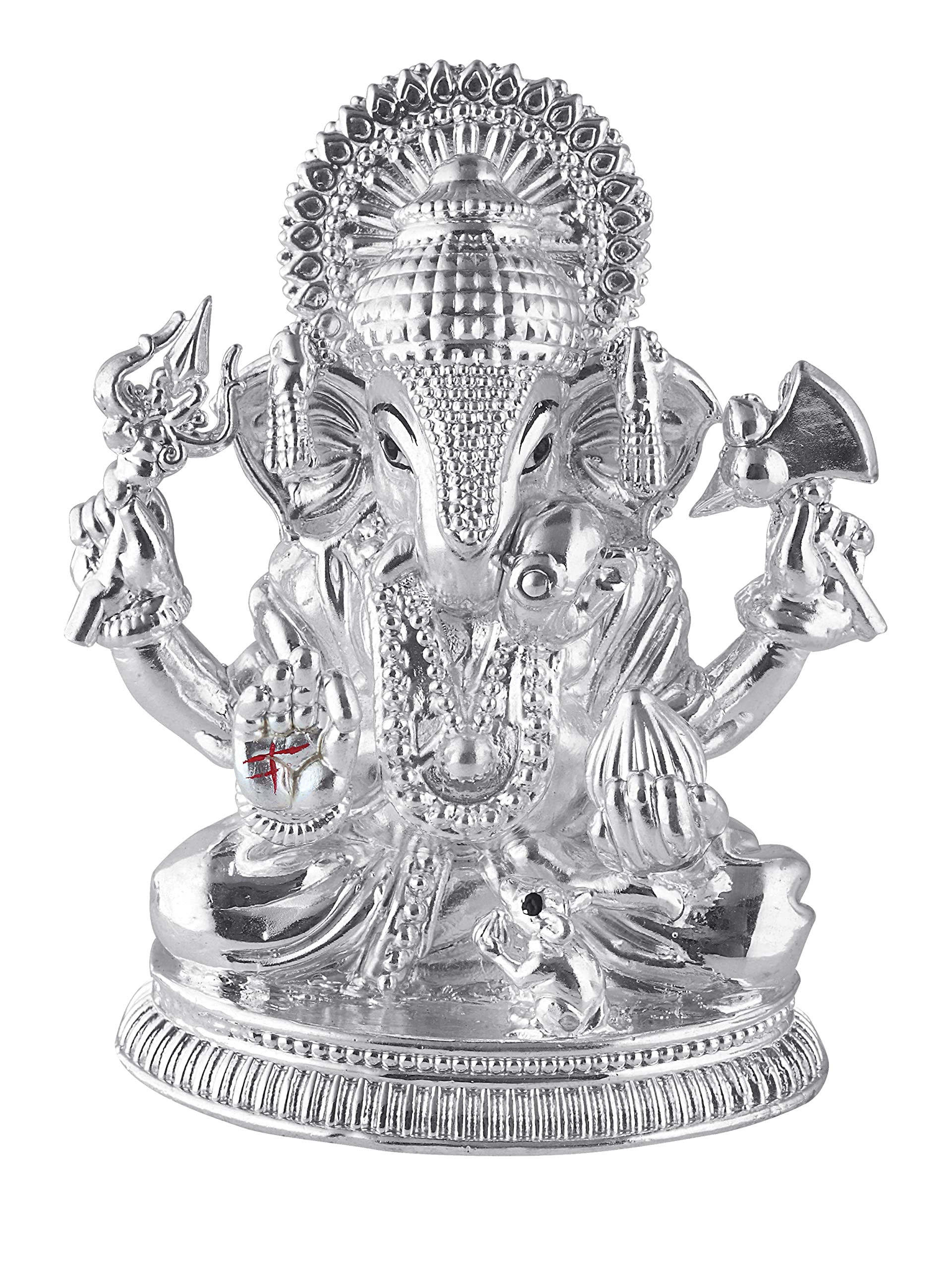 Silver 999 Dagdusheth Ganesh Statue, 20+ GMS Silver God Murti for Home Pooja