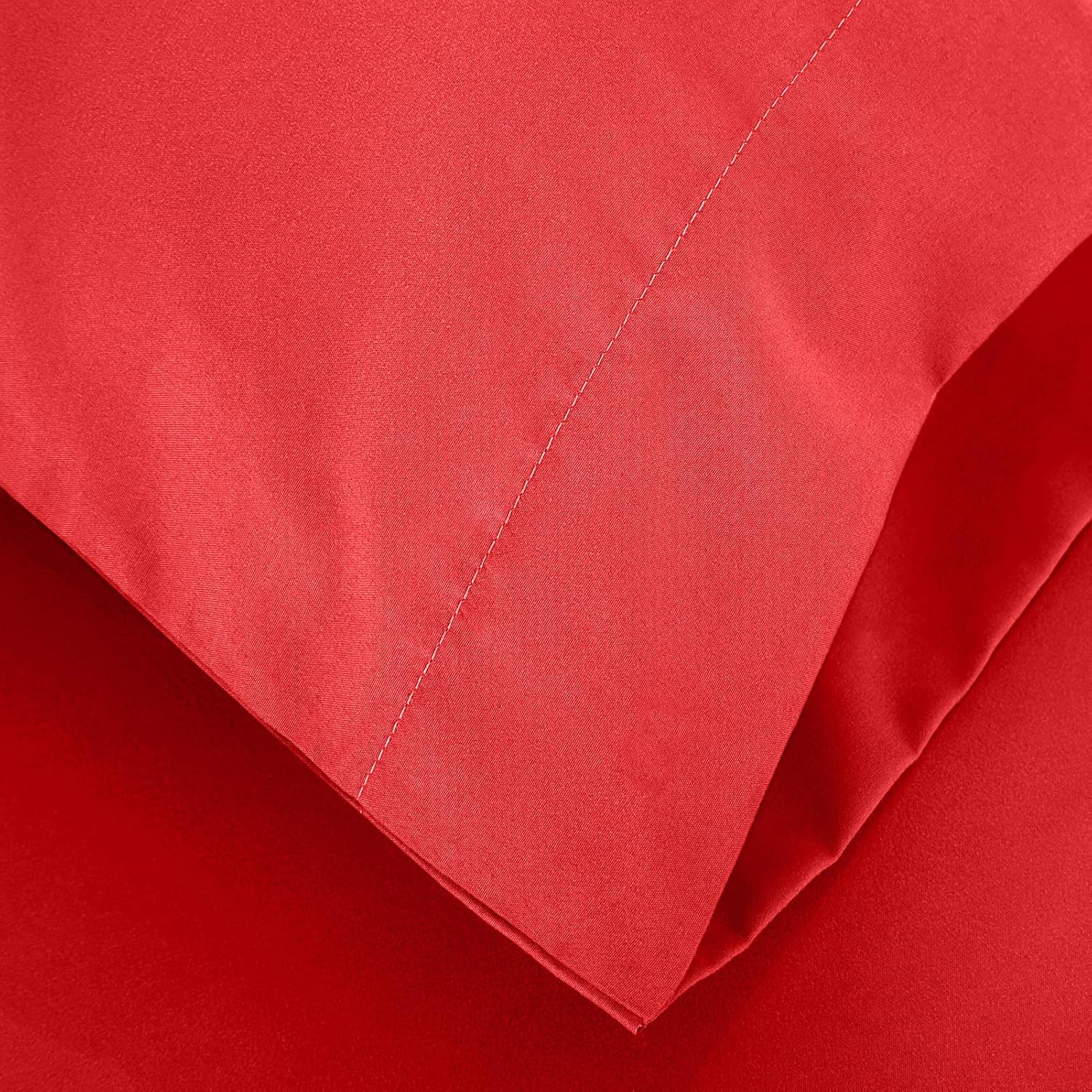 Xtream Fabric 100% Natural Cotton Sateen Weave 800 Thread Count King Size 4 Piece Sheet Set - 1 Flat Sheet, 1 Fitted Sheet and 2 Pillowcase - Fits Mattress Up to 15" Deep Pocket Red