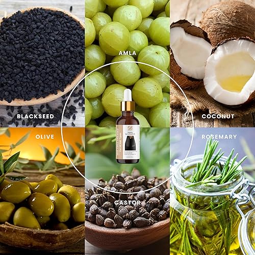 Miniatura 8 de Aceite orgánico para el crecimiento del cabello, 100 % orgánico prensado en frío, masaje tradicional para el cuero cabelludo y el cabello,
