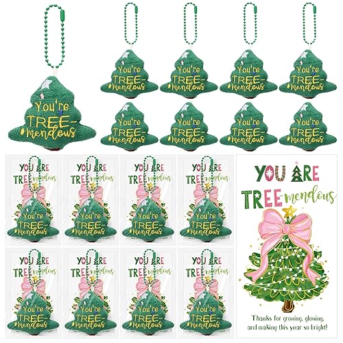 Hotop 30 Sets Christmas Keychain Gifts Bulk, Christmas Tree Plush