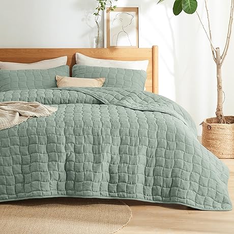 Bedsure Quilt Set: Green Oasis for Tranquil Slumber