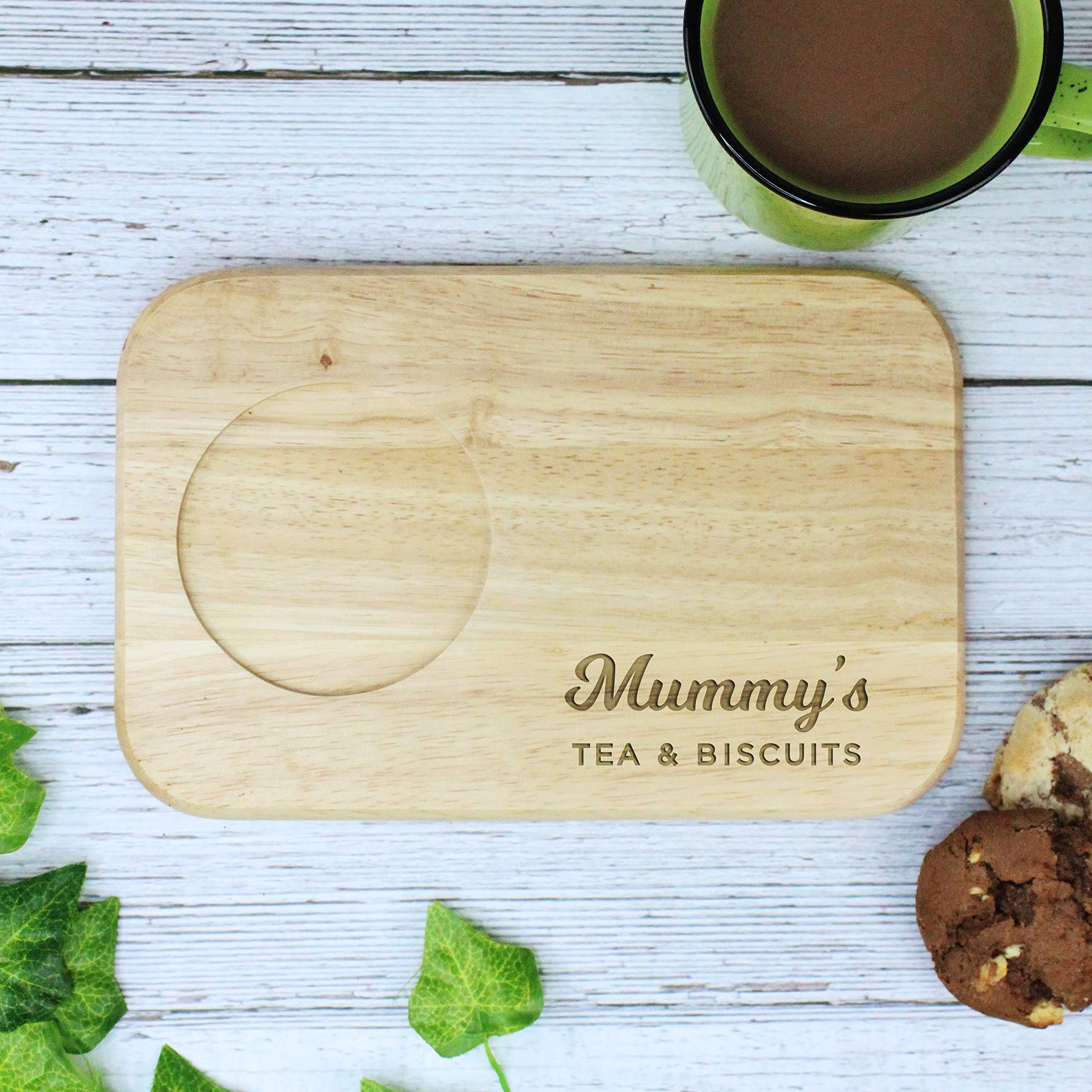 Ebuygb Brown Mummy's Tea & Biscuits Board, Wooden Treat Board, Snack Tray, Birthday Gifts For Mummy