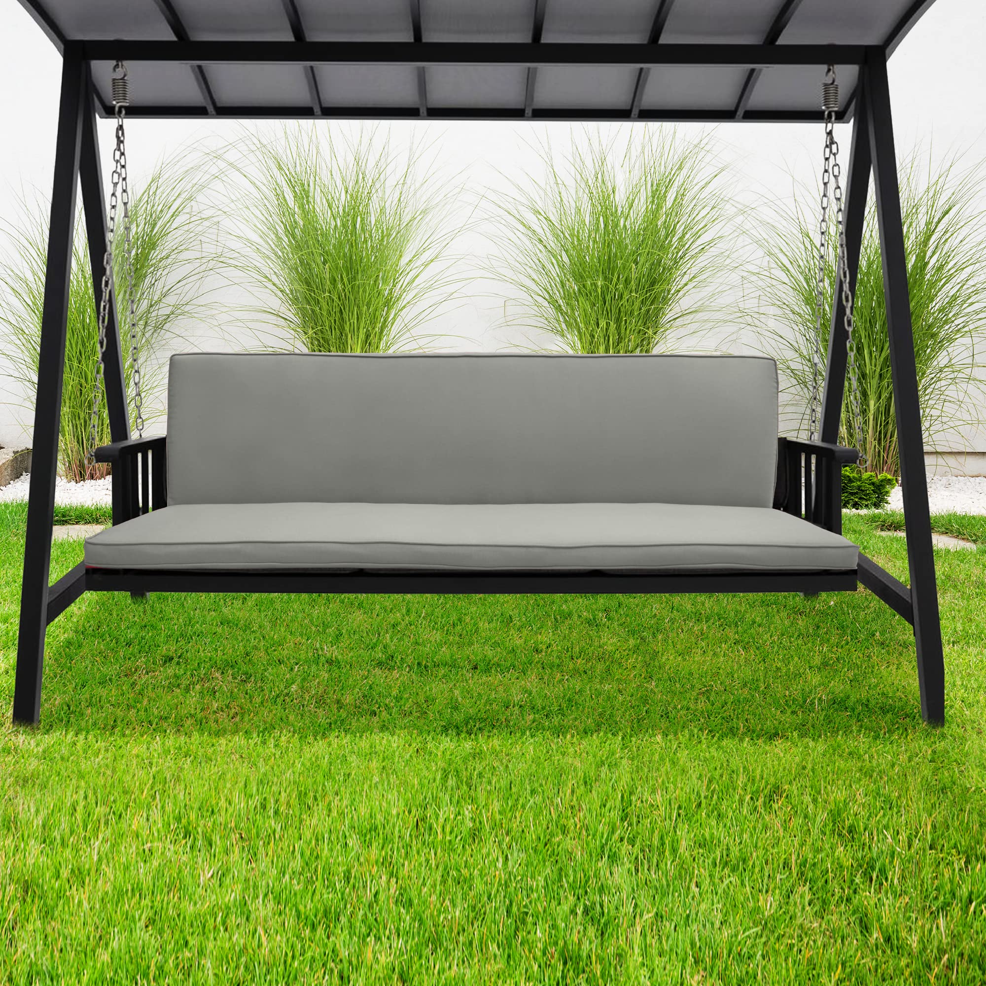 Beautissu Loft HS Set 2 Cojines colchoneta para Bancos Columpio Hollywood 180x50 Gris Claro Asiento y Respaldo 3 plazas