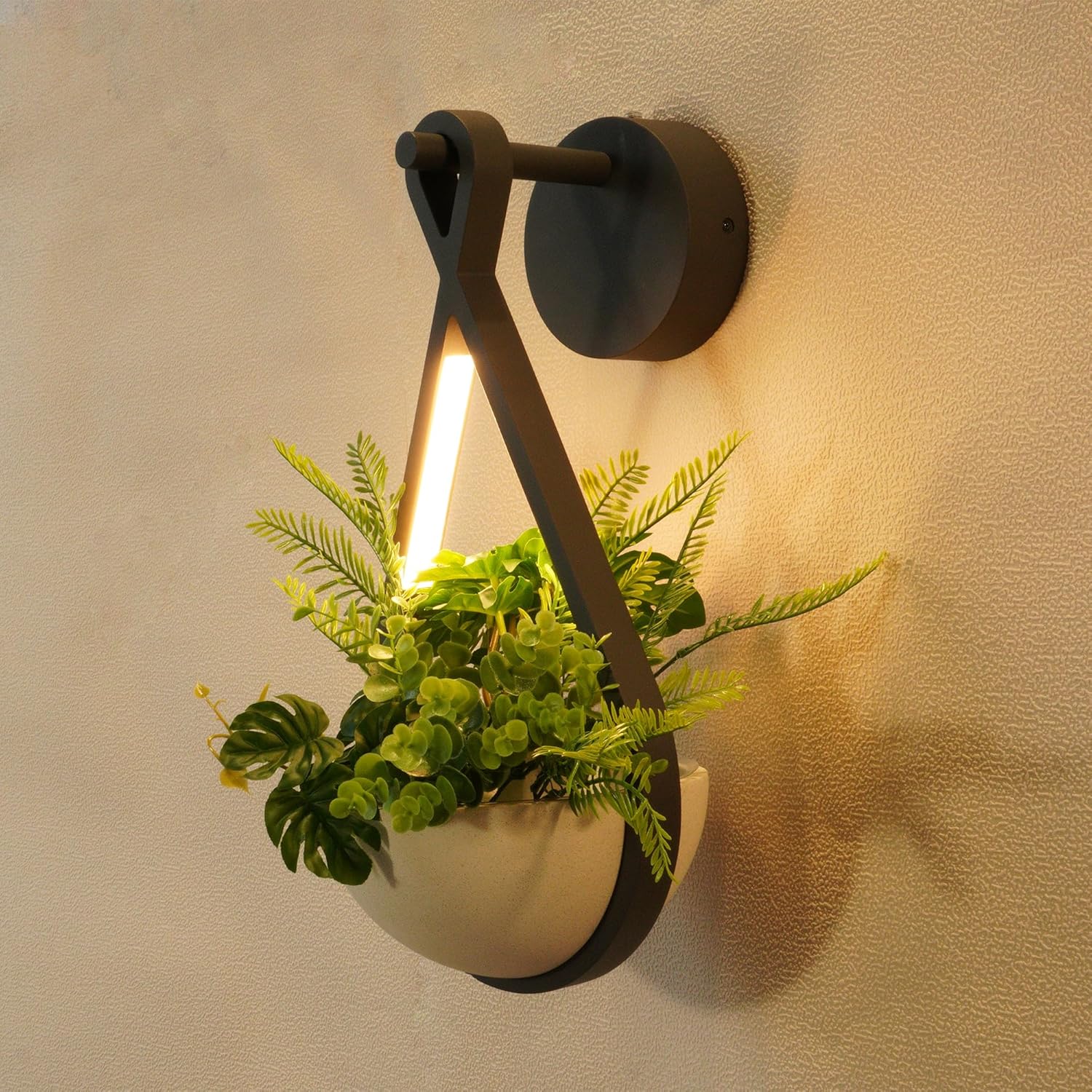 Dusk to Dawn Outdoor Wall Sconce with Planter Waterproof Sensor Wall Light Decor Shelf for Patio, Porch, Yard, Garden,3000K Warm White CRI97