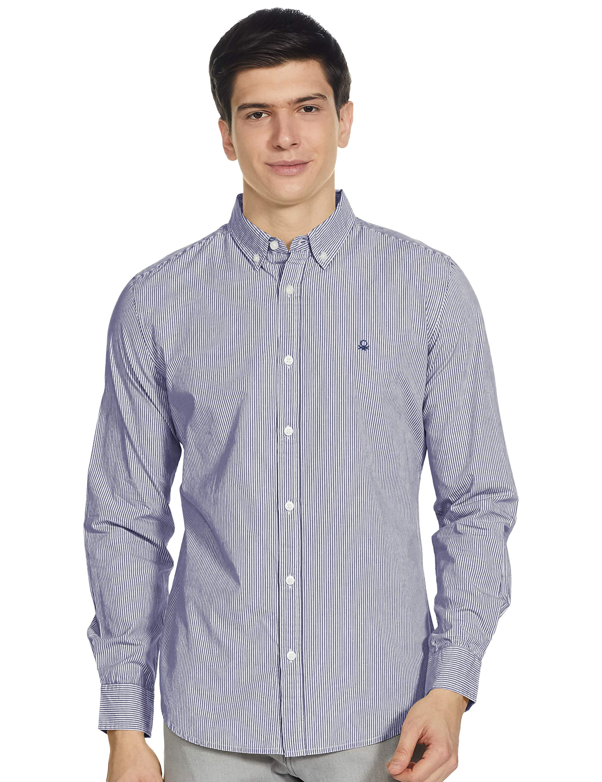United Colors of Benetton Men's Slim Shirt (5NS02U008I_Blue KL)