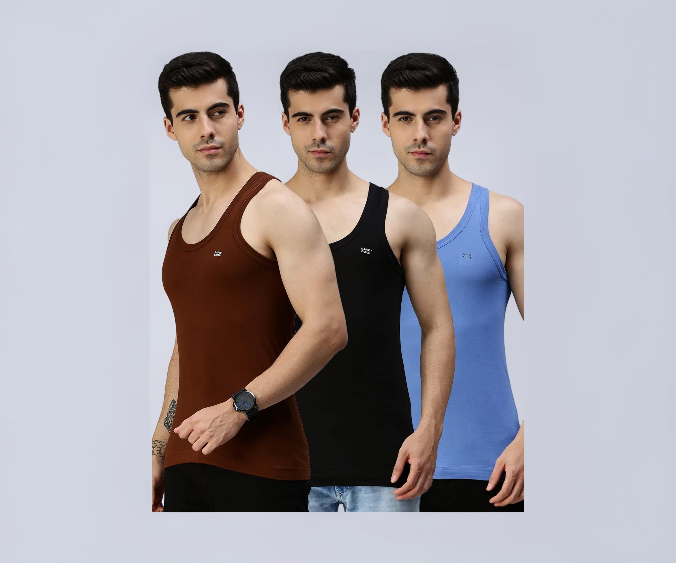 Men's 100% Cotton Sleeveless Round Neck Regular Fit Vest | Baniyan for Men | Vest for Men Pack of 3