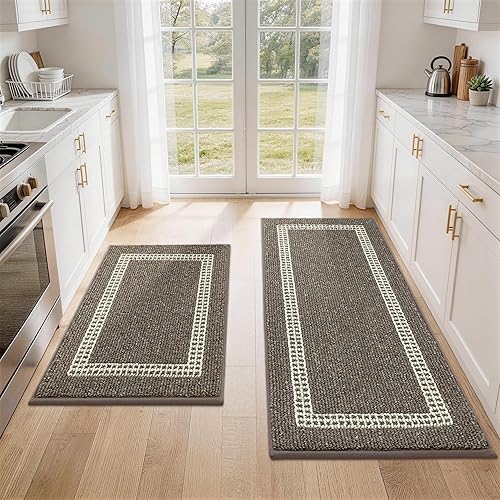 Miniatura 28 de COSY HOMEER Alfombras de cocina antideslizantes 20x30/20x48 pulgadas Tapete grueso de polipropileno para estar de pie en el hogar, lavable a Rojo