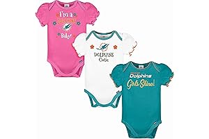 Miami Dolphins Baby Girls NFL Team 3 Pack Short Sleeve Onesie Bodysuit