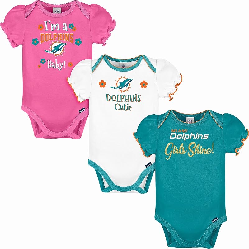 Gerber NFL Baby Girls 3-Pack Short Sleeve Onesie Bodysuit