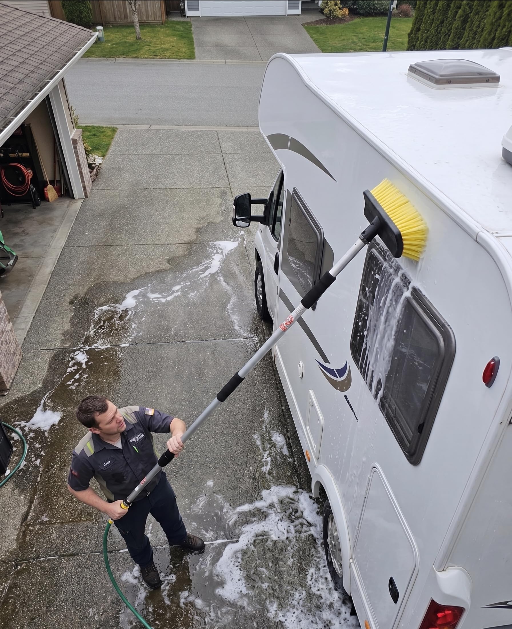 Autopflege Bürste KFZ Waschbürste Teleskop 110-180cm, Autowaschbürste, schonenden Polyesterborsten, Reinigungsbürste für Auto, LKW, PKW, Wohnmobil, Boot, Camper