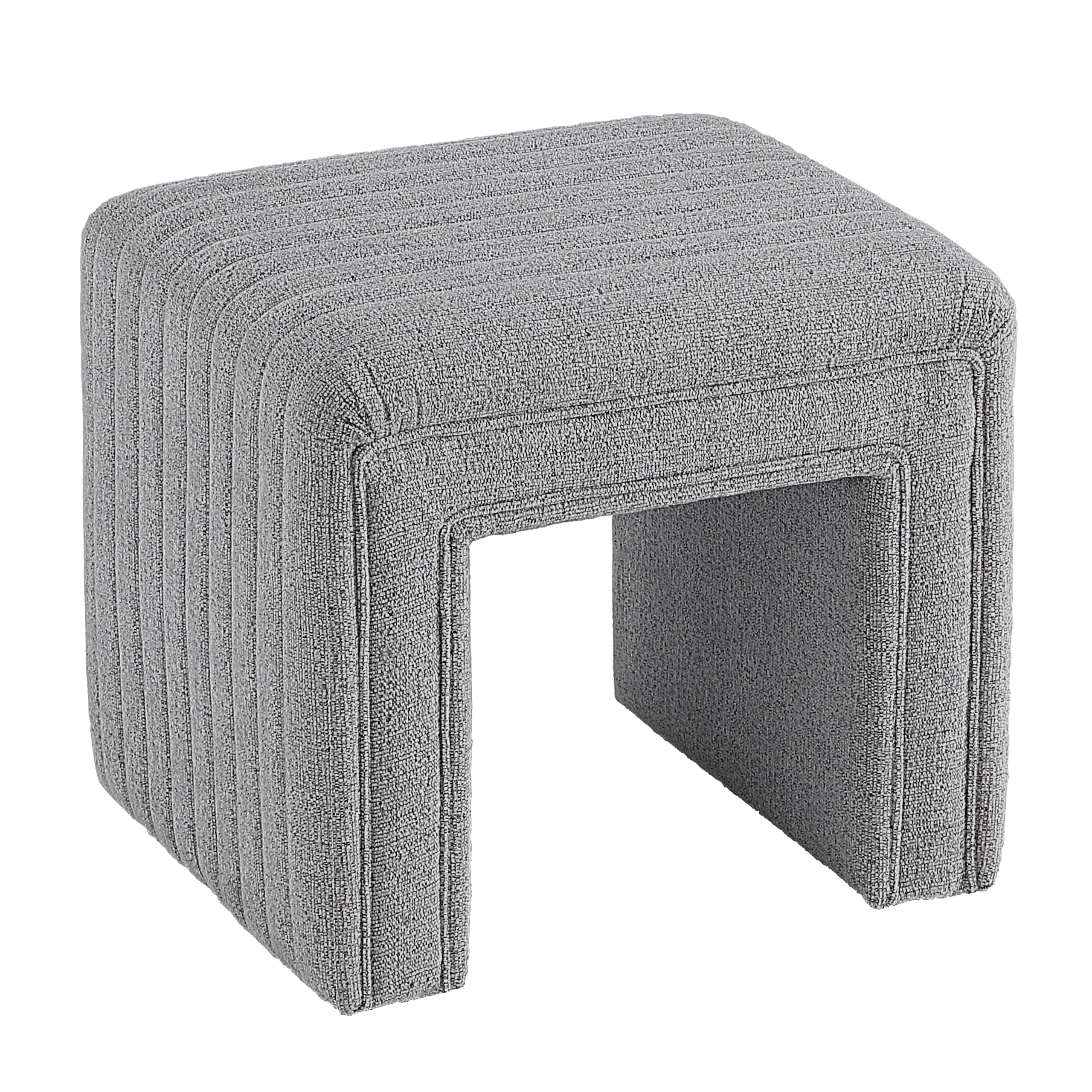 Get Set Style Vanity Stool Chair,Modern Linen Ottoman Foot Stool with Wooden Legs Sofa Bench Footstool Extra Seat for Vanity,Makeup Room,Living Room,Entryway,Office (Fully Assembled)