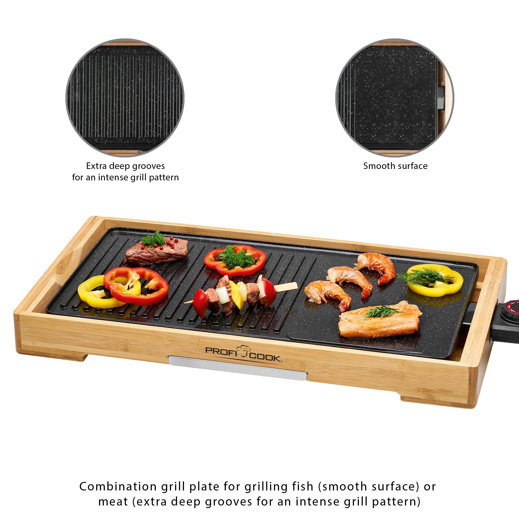 ProfiCook Teppanyaki-Grill 2200 Watt antihaftbeschichtete Grillplatte 51 x 25 cm PC-TYG 1143