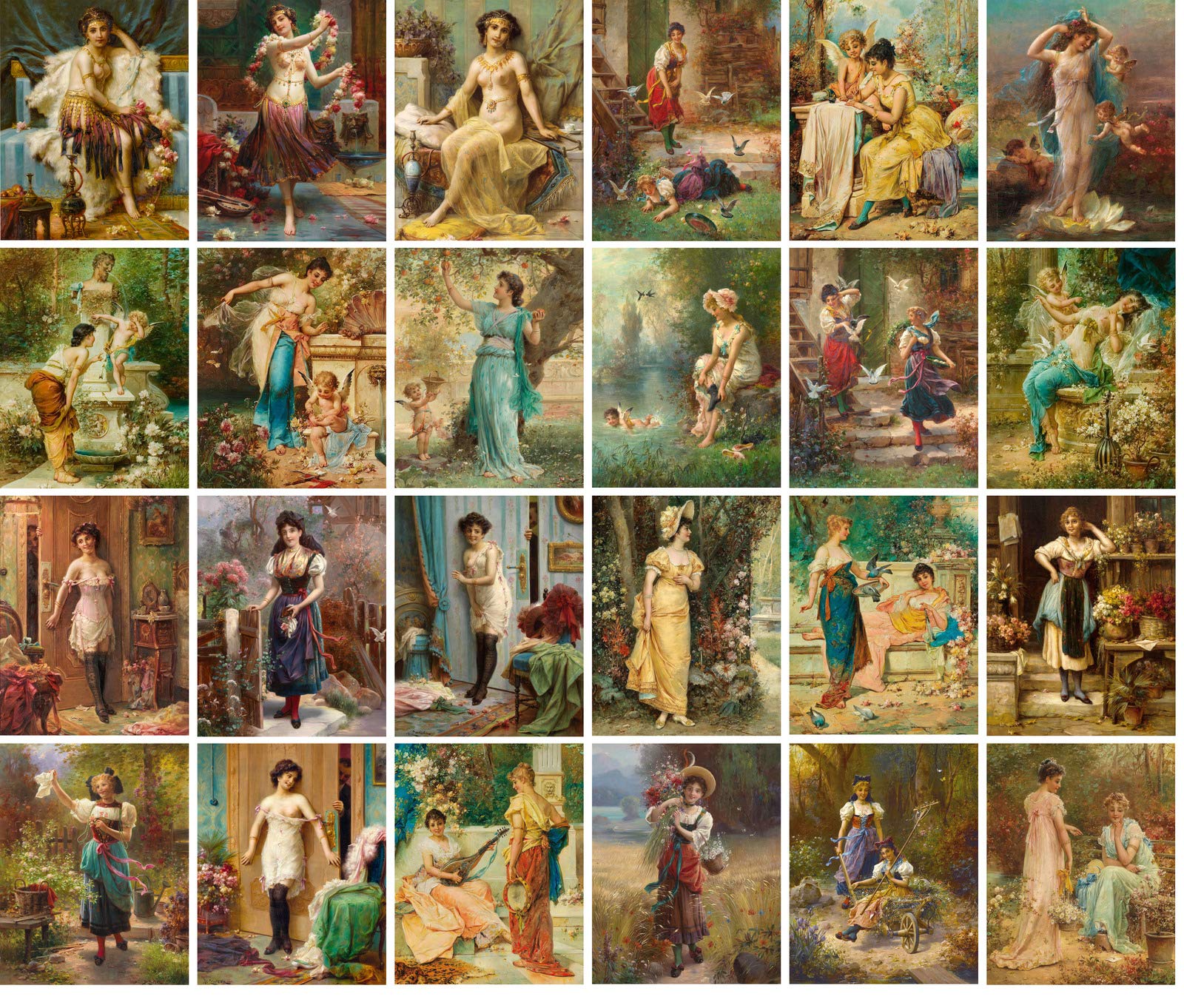 PIXILUV Vintage PostCards 24 Pcs Street Scenes Vintage Funny Cartoons