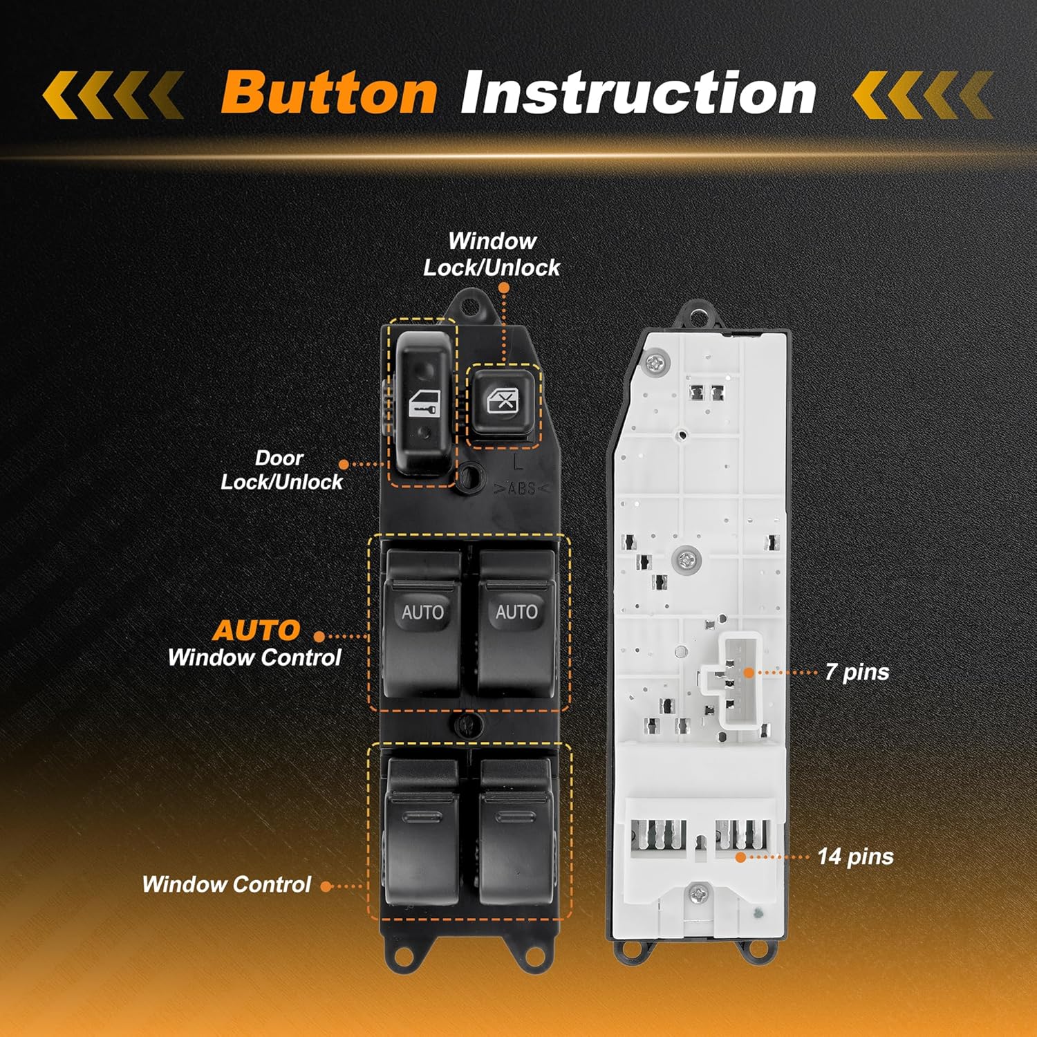 Front Left Driver Side Power Window Switch for Toyota 4Runner 1995-2008 Window Control Switch No.8482035060 Black
