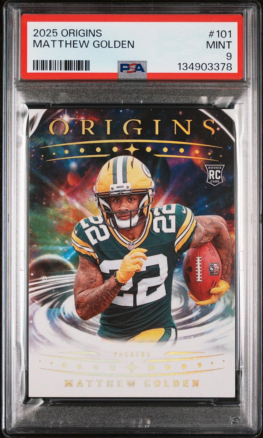 Graded 2025 Panini Origins Matthew Golden #101 Rookie RC Football Card PSA 9 Mint