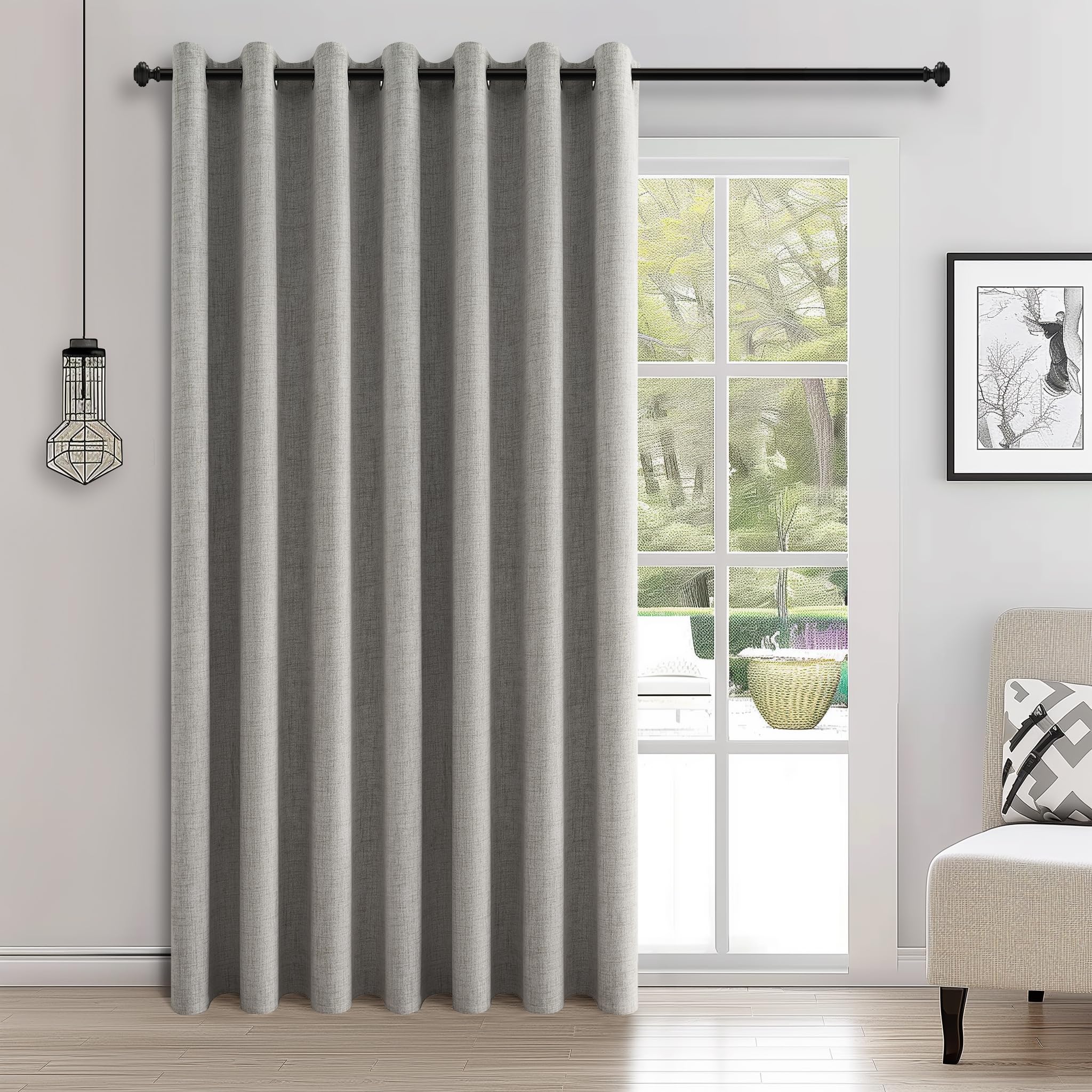Topfinel Cortinas 100% Opacas Térmicas y Aislantes del Ruido, 300x240 cm Cortinas de Lino con Ojales Adecuadas para Dormitorio y Salón Paquete de 2 Piezas