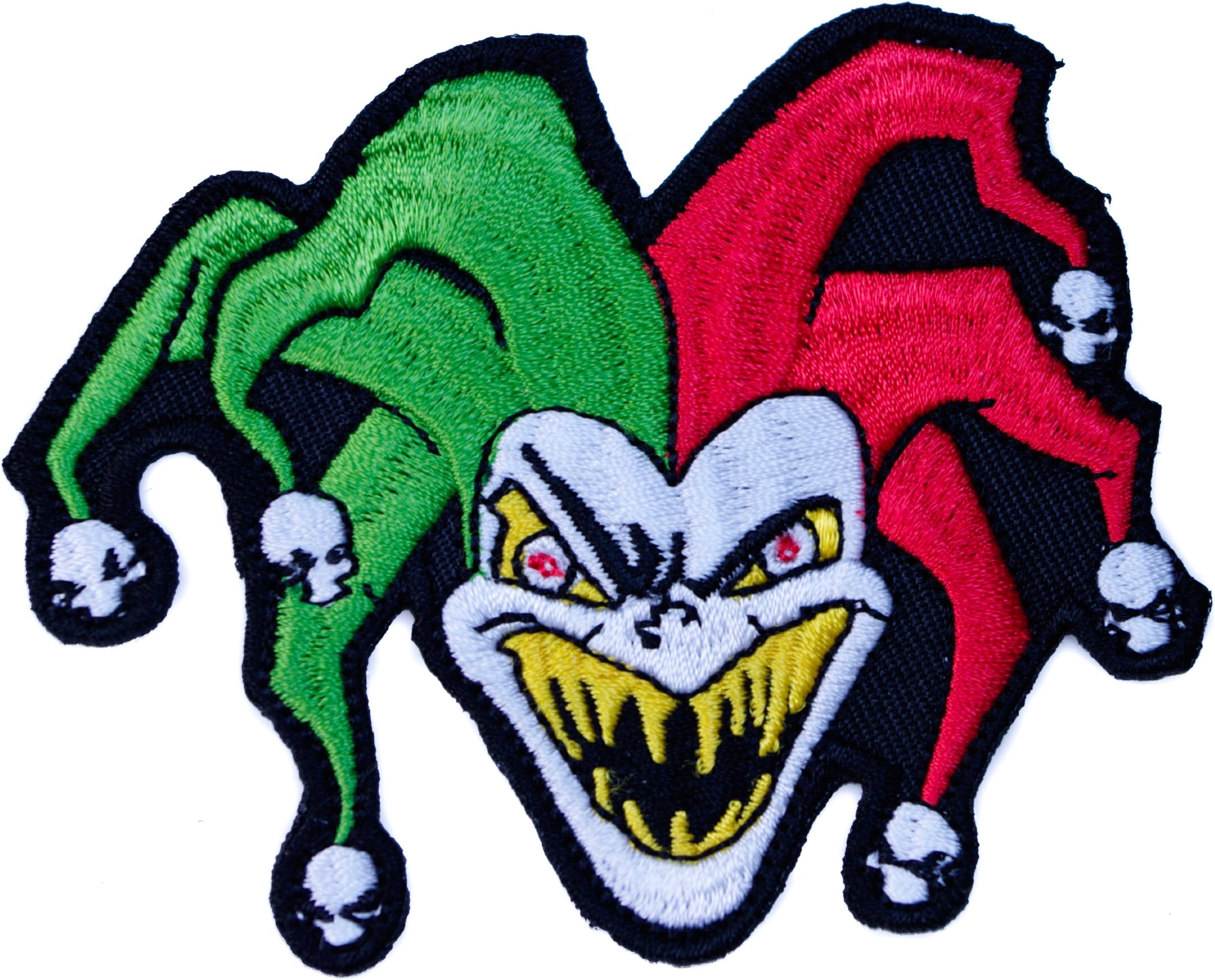 Evil Jester Clown Joker Skulls Biker Iron on Embroidered Patch D46