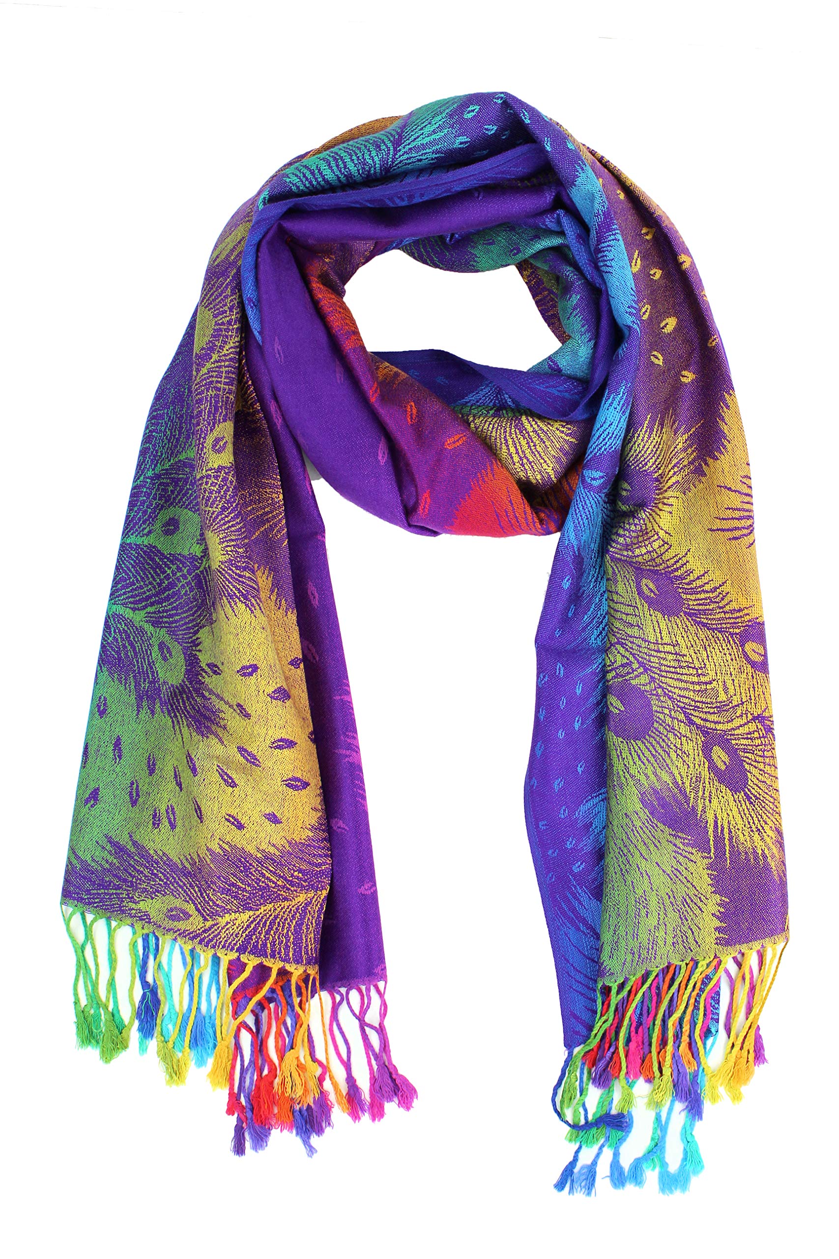 PASKMLNARainbow Pashmina Colorful Silky Tropical Colorful Exotic Pashmina Wrap Shawl Scarf