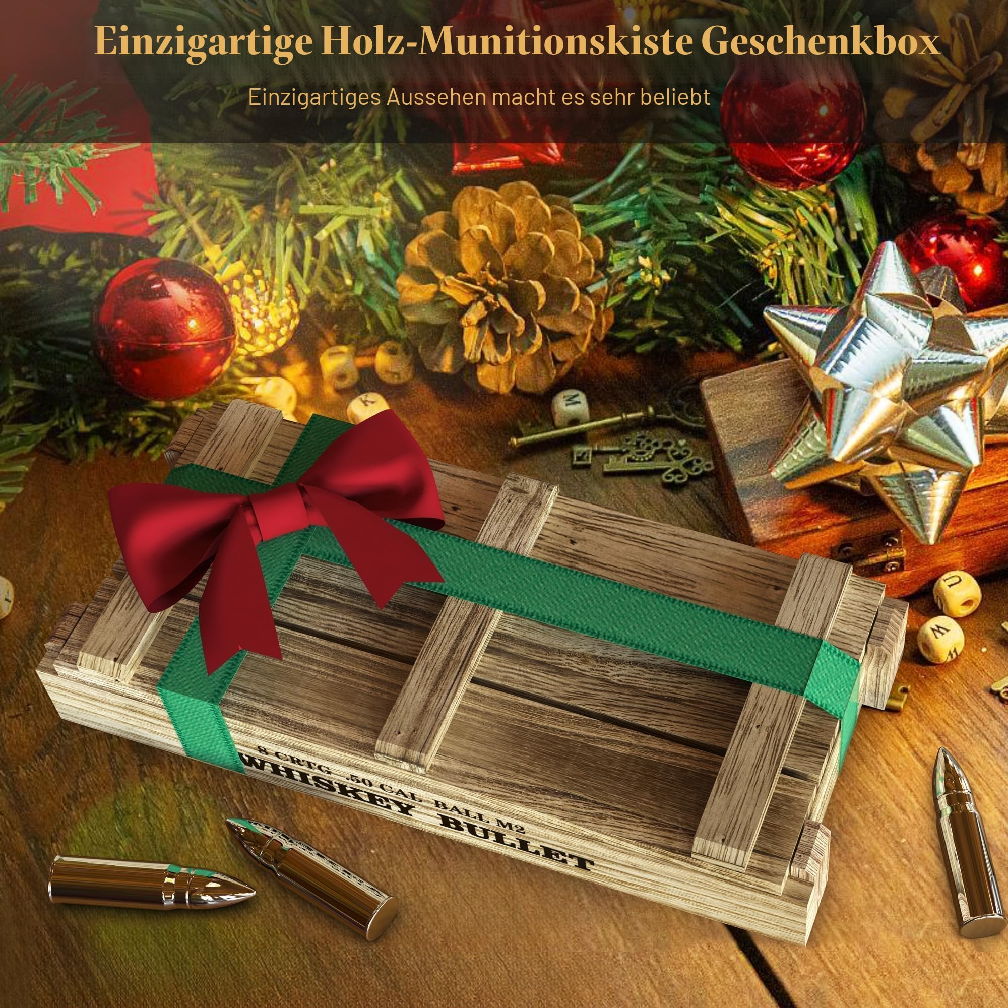 Geschenke für Männer Vatertagsgeschenke - Bullet Eiswürfel Edelstahl Wiederverwendbare Metall Whisky Steine für Jahrestag Und Geburtstag Personalisierte Geschenk für Ihn Ehemann Papa Freund (8Stück)