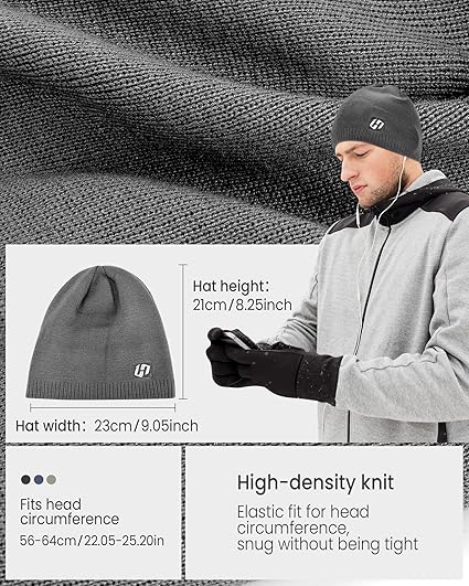 HASAGEI Muts voor dames en heren, thermische gebreide muts, winterbeanie, muts met fleece, warme voering, wintermuts, modern, zacht, elastisch, fleece, muts voor outdoor, sport, winkelen, daten HASAGEI Muts voor dames en heren, thermische gebreide muts, winterbeanie, muts met fleece, warme voering, wintermuts, modern, zacht, elastisch, fleece, muts voor outdoor, sport, winkelen, daten