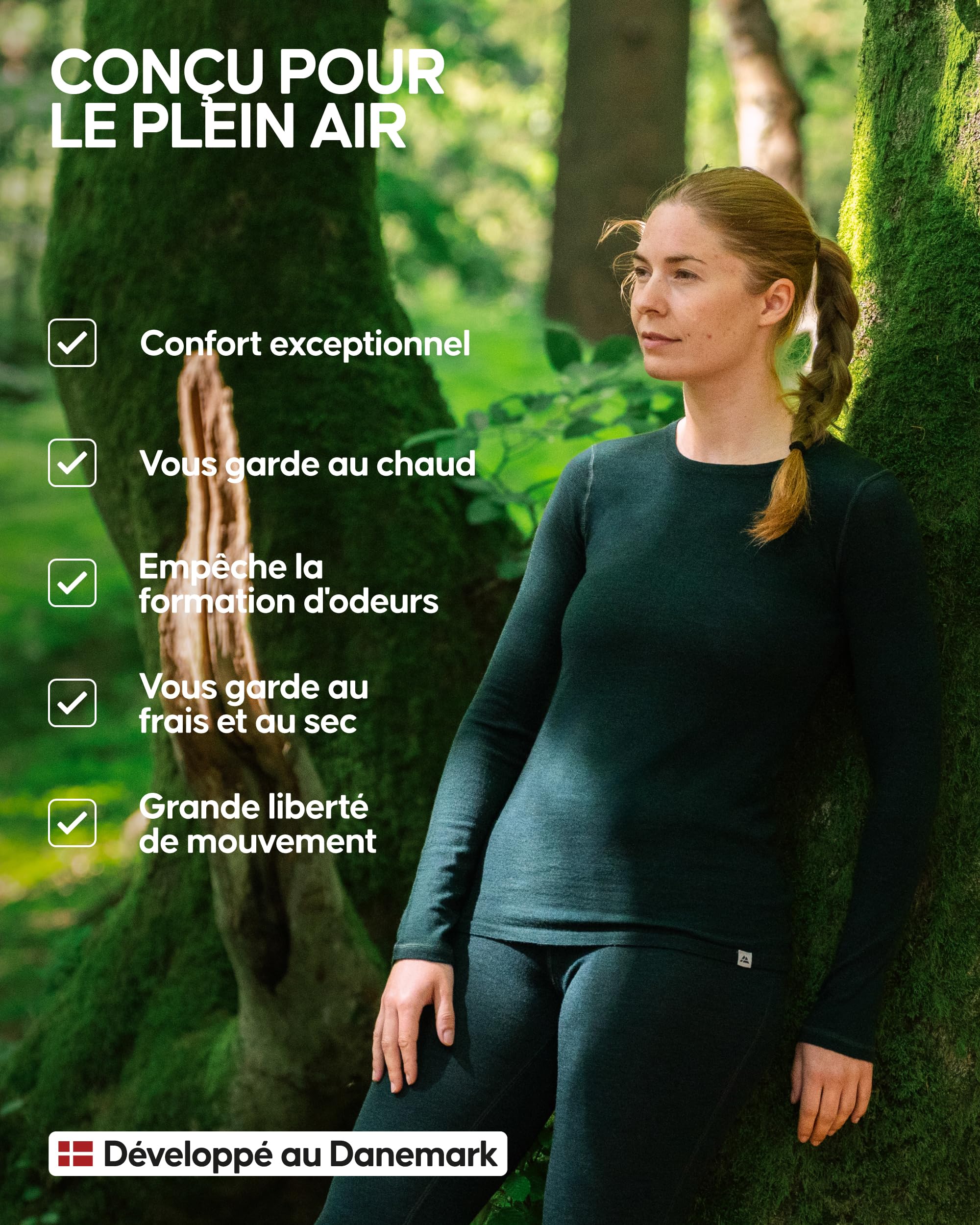 DANISH ENDURANCE Haut Thermique en Laine Merinos pour Femme, sous-Vêtements Thermiques. Couche de Base d'hiver