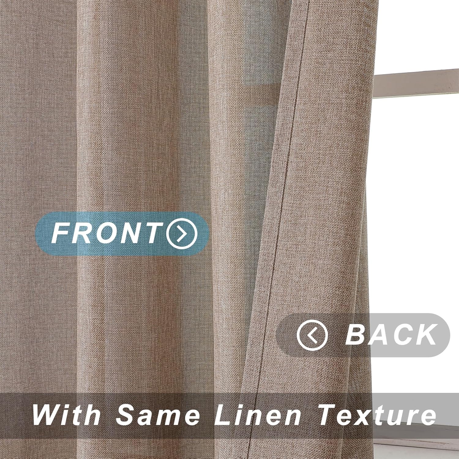 Living Room Curtains 84 Inches Long 2 Panels Set for Bedroom Semi Sheer Grommet Top Privacy Light Filtering Thick Burlap Textured Curtains Boho Country Window Drapes for Farmhouse Taupe