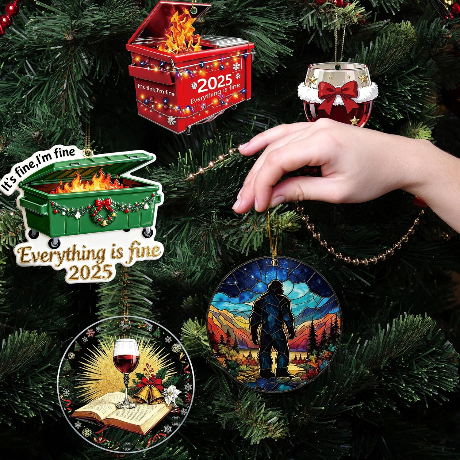 Funny Christmas Ornaments 2025, Gorilla Ornament Christmas Tree Ornaments, Personalized Keepsake Acrylic Hanging Decorations, Xmas Ornaments Gift Exchange Ideas, Home Decor (Large 3.94 in) - Image 5