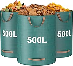 Mokani Garden Waste Sacks 500L Heavy Duty Garden Waste Bags with Handles, Reusable Garden Waste Bags, Foldable Recycling Bags for Leaves, Garbage, Debris, Garden Garbage Bags