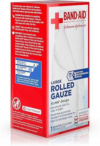 Miniatura 3 de Band-Aid Cubiertas de primeros auxilios Kling de gasa enrollada grande (paquete de 3)