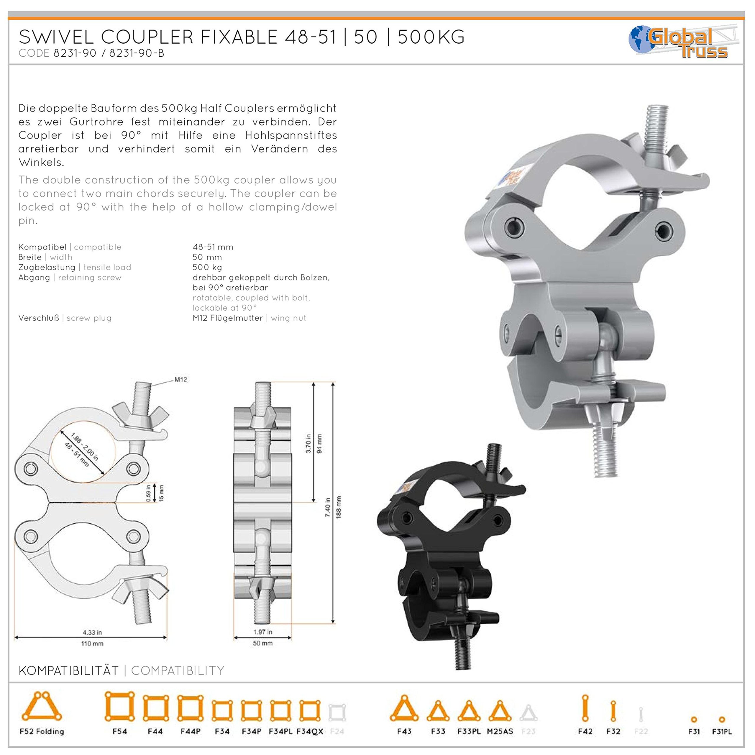 Global Truss Swivel Couple Fixable 48-51/50/500kg