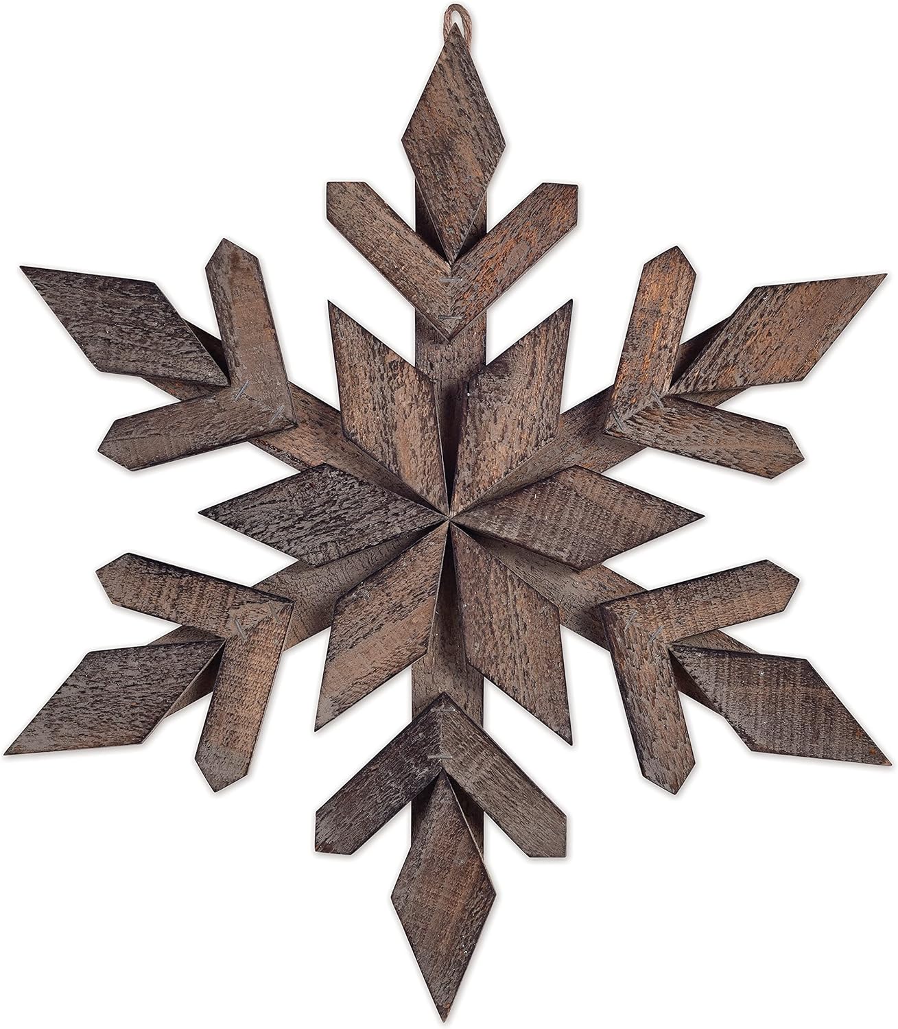 Sunset Vista Designs Solid Wood Holiday Sculpture - Into The Woods Collection, 18-Inch, Brown Snowflake Large