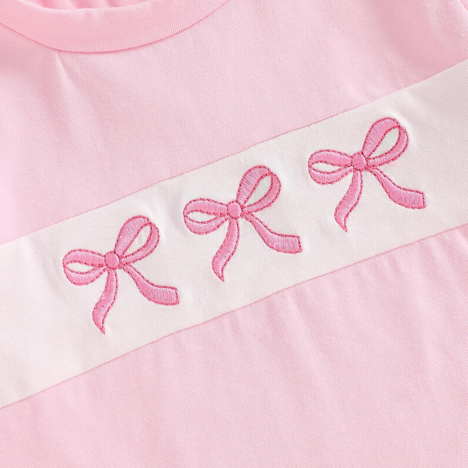 SAYOO Toddler Baby Girl Short Outfit Bow Embroidery Short Sleeve Cotton T-Shirt Gingham Plaid Shorts 2Pcs Summer Clothes - Image 5