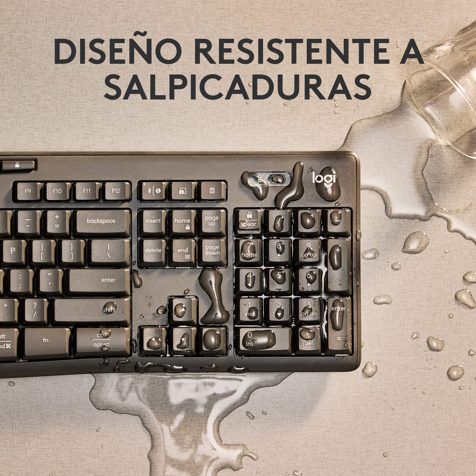 Logitech MK370 Combo Empresa, Teclado inalámbrico estándar y ratón inalámbrico, Receptor USB Logi Bolt, Bluetooth, certificación Mundial Windows/Mac/Chrome/Linux, QWERTY Español, Gris