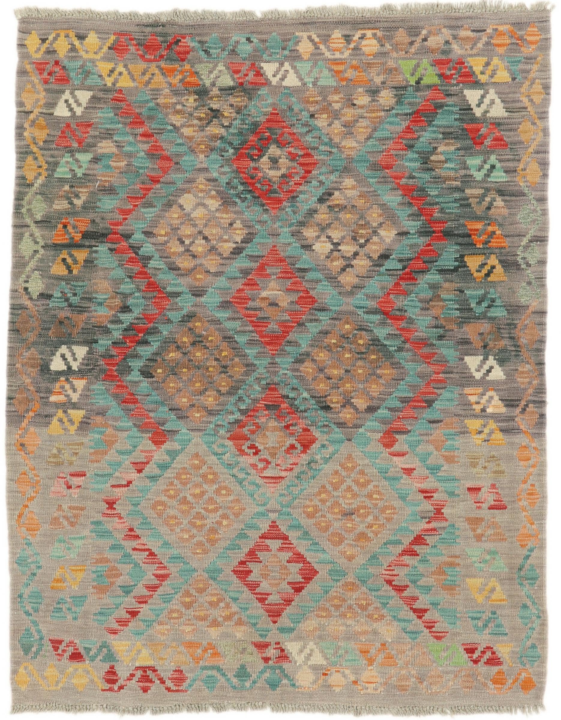Kilim afghan tissé à la main 132x160 cm - Tapis d'orient salon et tapis laine authentique