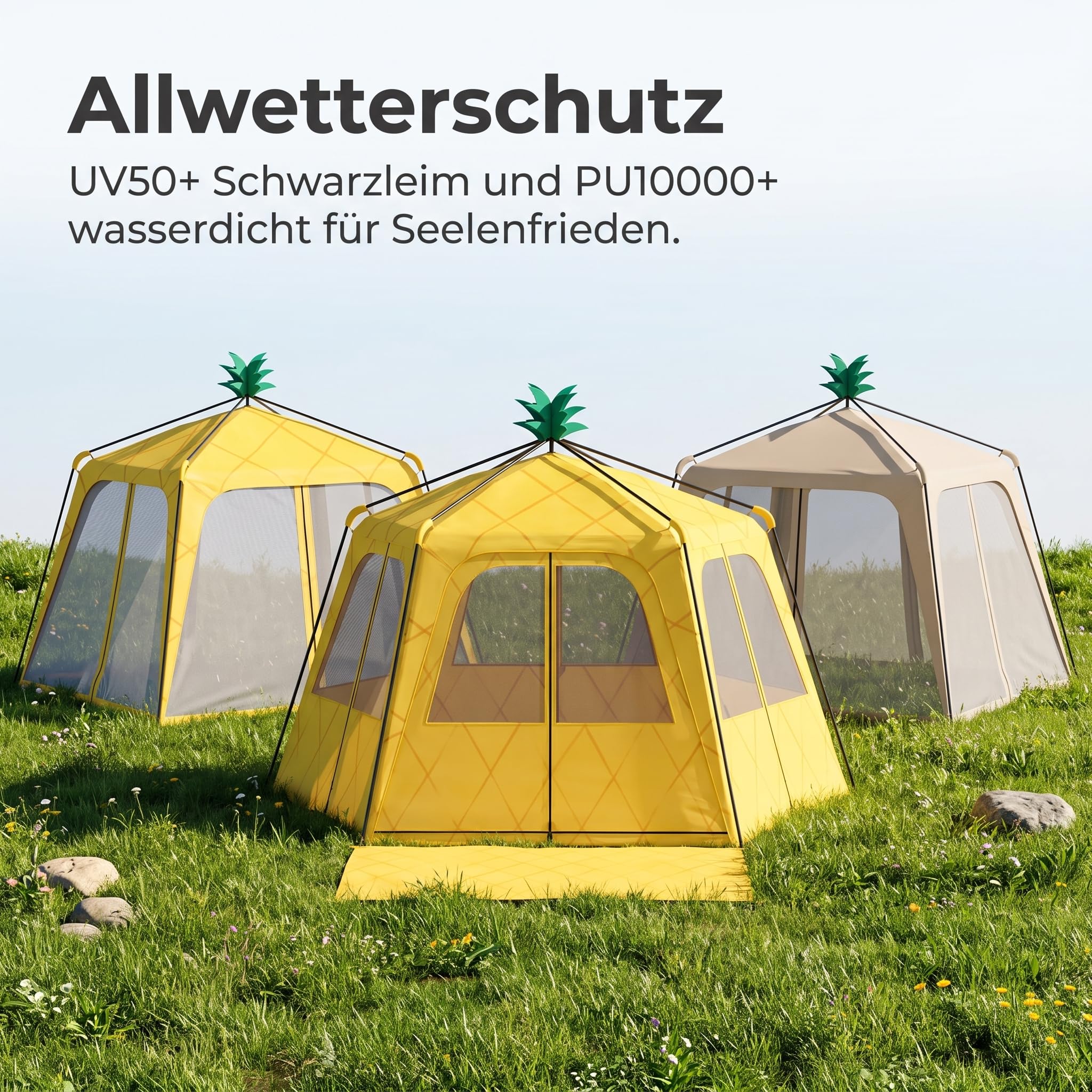 Tienda Campaña Apertura Rápida para Camping Exterior con Protección Anti-, Tienda de campaña con 4 Cortinas de Malla