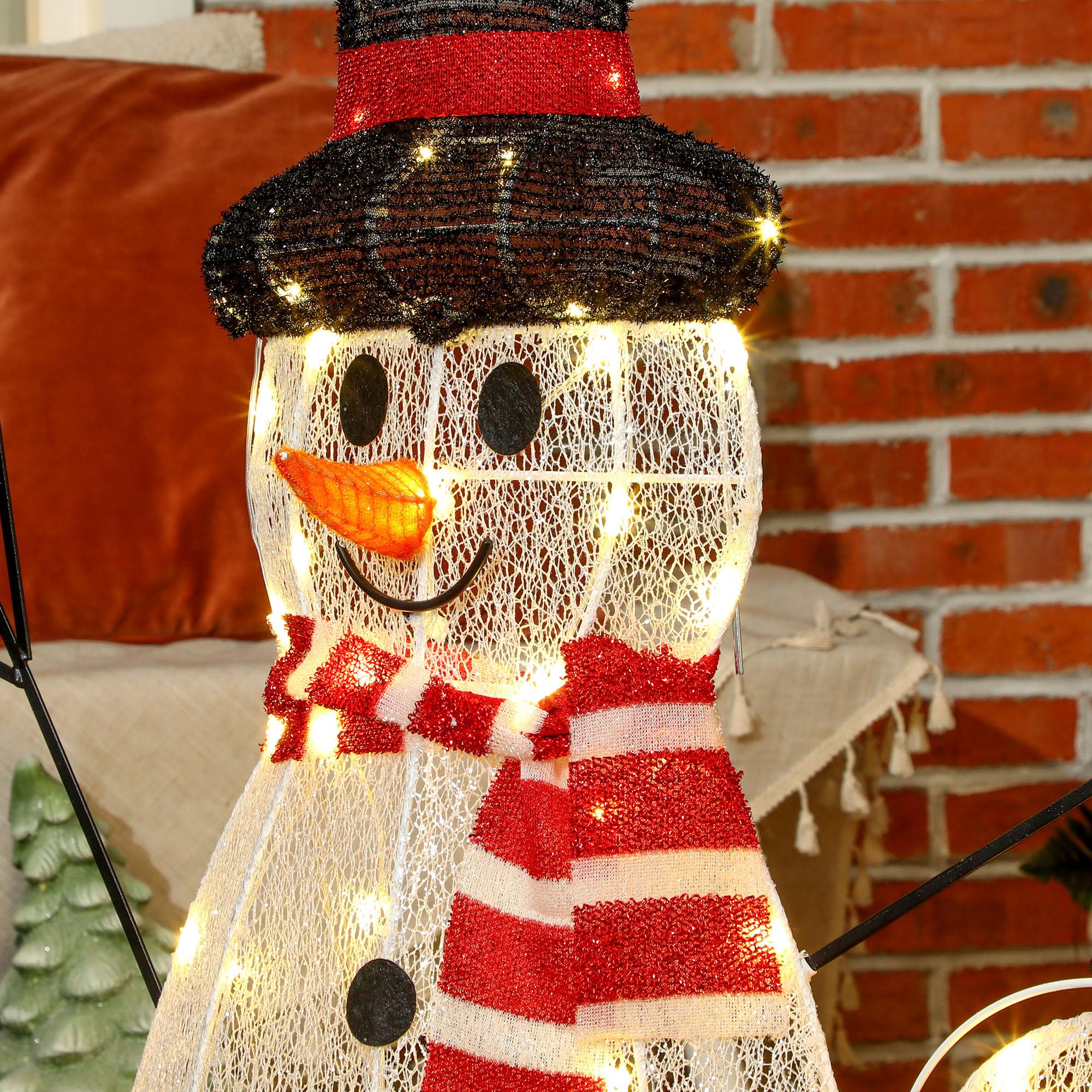 Outsunny LED Schneemann Weihnachtsdeko mit 148 warmweißen LEDs | Weihnachtsfigur, Weihnachtsbeleuchtung, Weihnachtsdekoration, für Außen & Innen