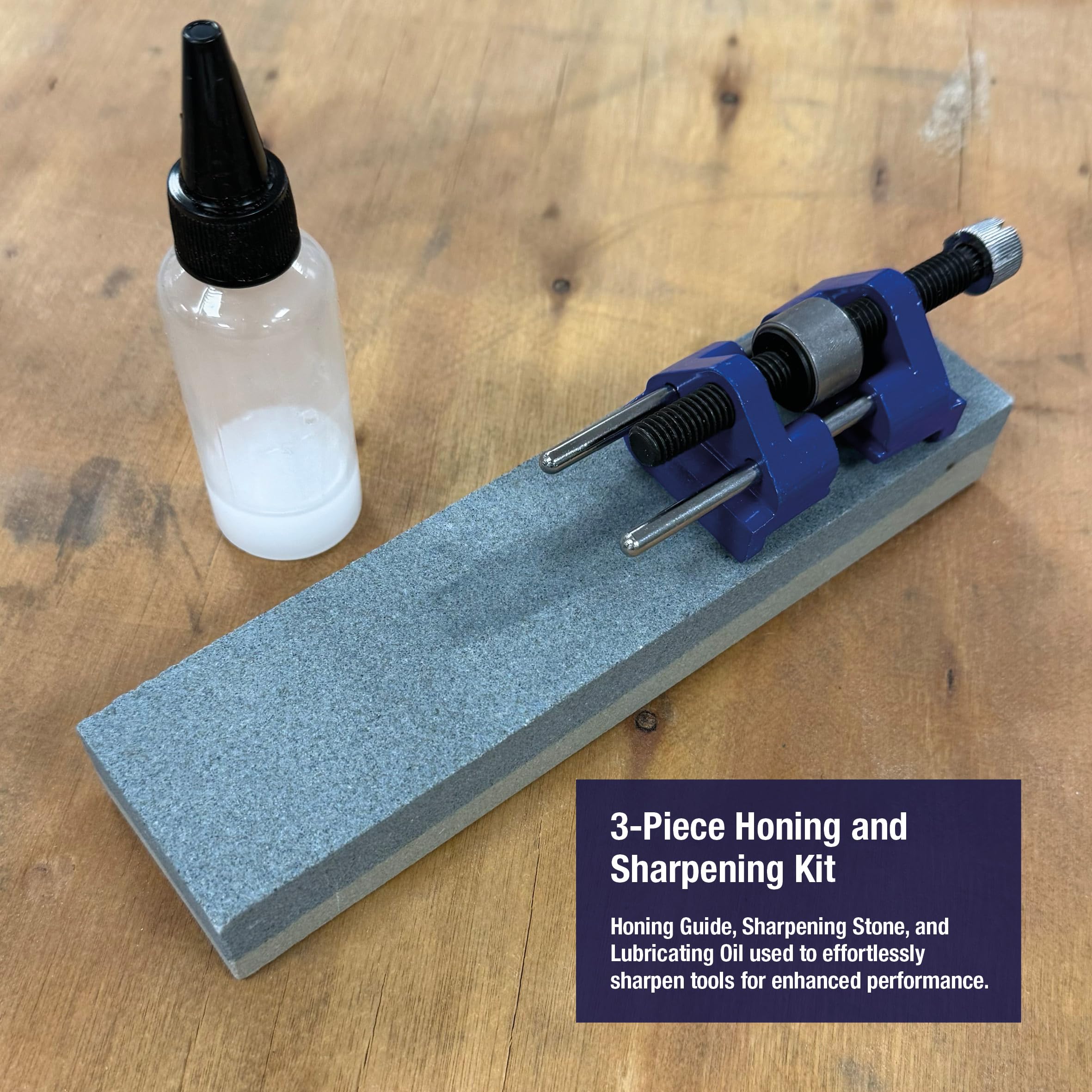 Eclipse Professional Tools 3PCHGK Kit di Affilatura e Lappatura 3 Pezzi – Guida di Affilatura, Pietra a Doppia Grana e Olio per Utensili da Legno