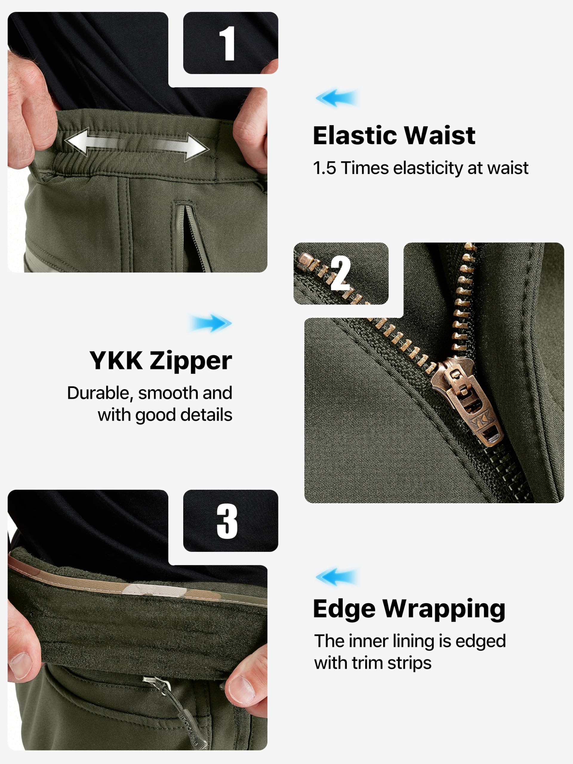 Free Soldier Pantaloni da Sci Impermeabili da Uomo, per Caccia, attività all'aperto, Antivento, in Softshell, per Arrampicata ed Escursionismo